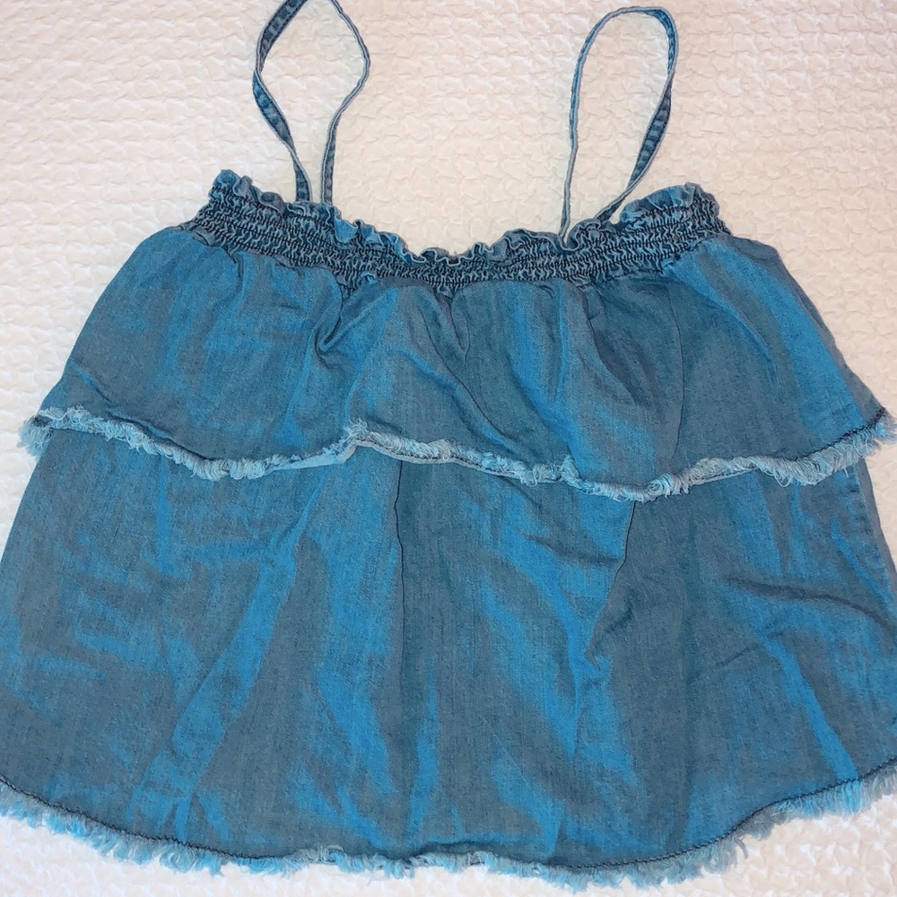 denim flowy top with straps